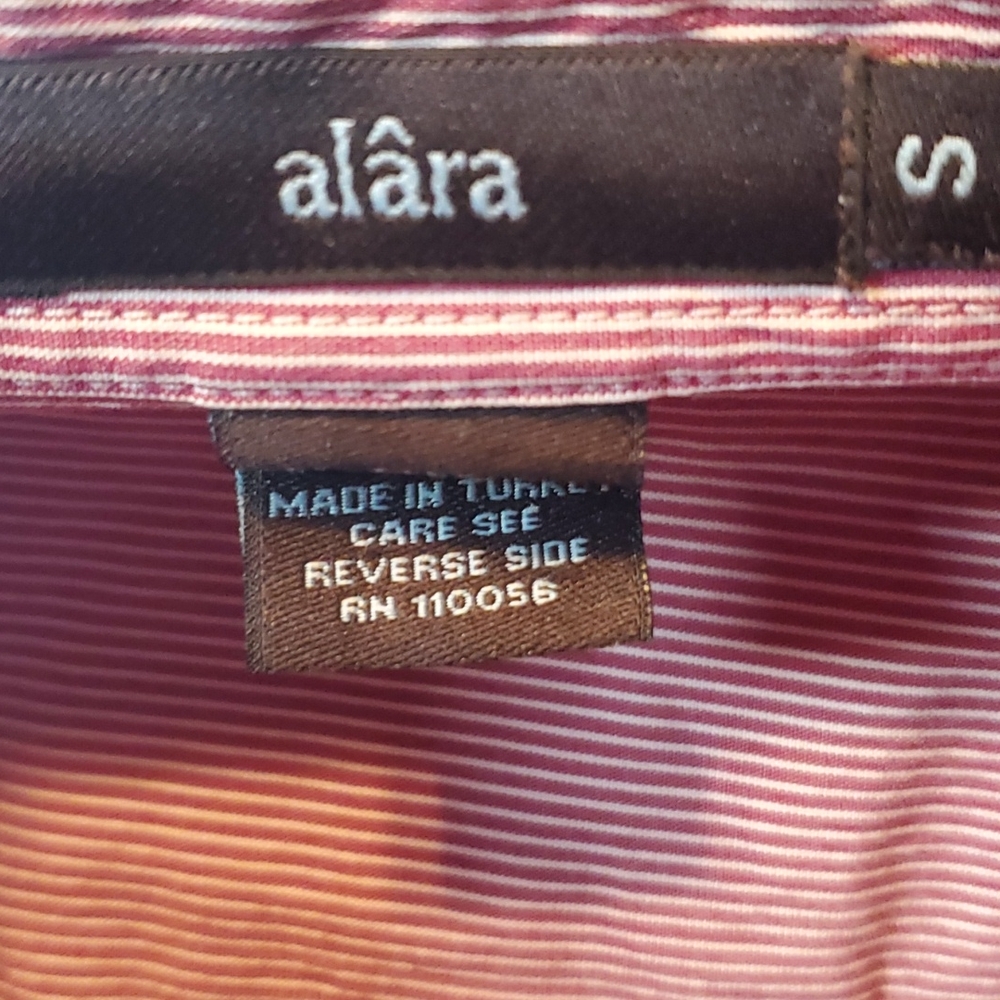 Alara Burgundy Stripe Button Down Shirt. Size S - Picture 2 of 6